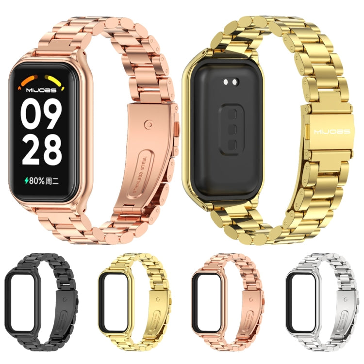 For Redmi Band 2 Mijobs Metal Shell + Three-Bead Stainless Steel Watch Band(Rose Gold) - Watch Bands by MIJOBS | Online Shopping UK | buy2fix