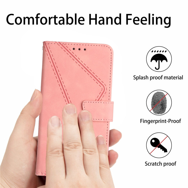 For Xiaomi Redmi Note 12 4G Stitching Embossed Leather Phone Case(Pink) - Note 12 Cases by buy2fix | Online Shopping UK | buy2fix