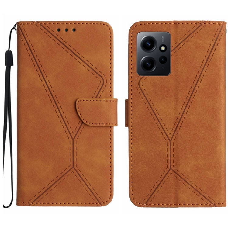 For Xiaomi Redmi Note 12 4G Stitching Embossed Leather Phone Case(Brown) - Note 12 Cases by buy2fix | Online Shopping UK | buy2fix