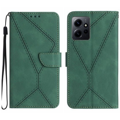 For Xiaomi Redmi Note 12 4G Stitching Embossed Leather Phone Case(Green) - Note 12 Cases by buy2fix | Online Shopping UK | buy2fix