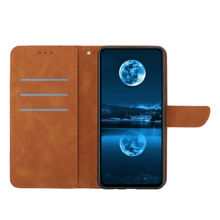 For Xiaomi Redmi Note 12 5G Stitching Embossed Leather Phone Case(Brown) - Note 12 Cases by buy2fix | Online Shopping UK | buy2fix