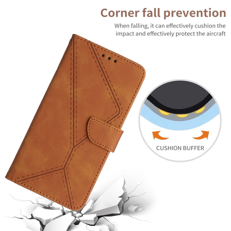 For Xiaomi Redmi Note 12S Stitching Embossed Leather Phone Case(Brown) - Xiaomi Cases by buy2fix | Online Shopping UK | buy2fix