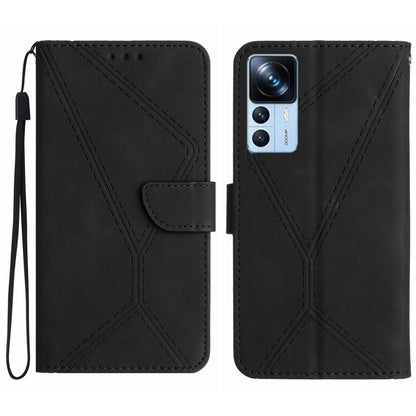 For Xiaomi 12T / 12T Pro Stitching Embossed Leather Phone Case(Black) - Xiaomi Cases by buy2fix | Online Shopping UK | buy2fix