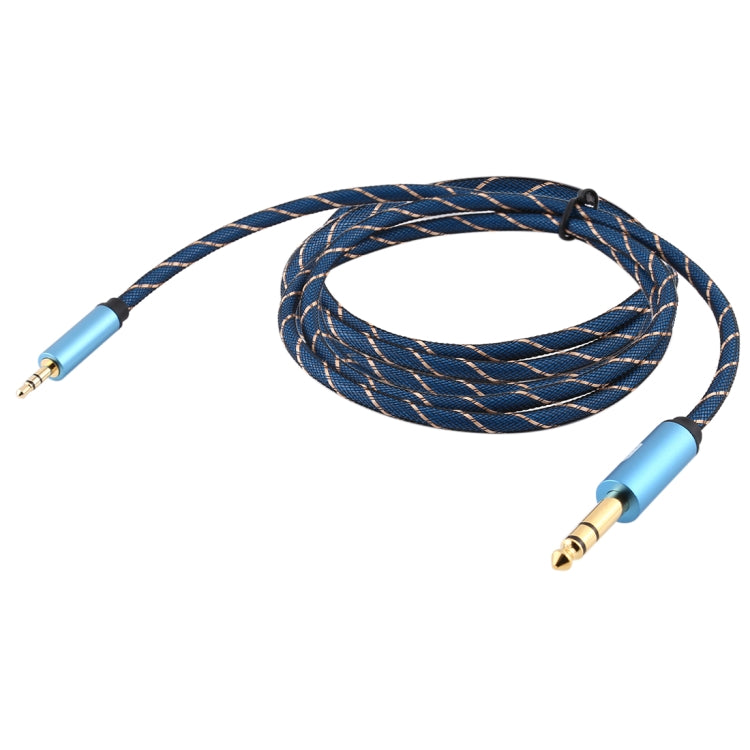 EMK 3.5mm Jack Male to 6.35mm Jack Male Gold Plated Connector Nylon Braid AUX Cable for Computer / X-BOX / PS3 / CD / DVD, Cable Length:3m(Dark Blue) - Audio Optical Cables by EMK | Online Shopping UK | buy2fix