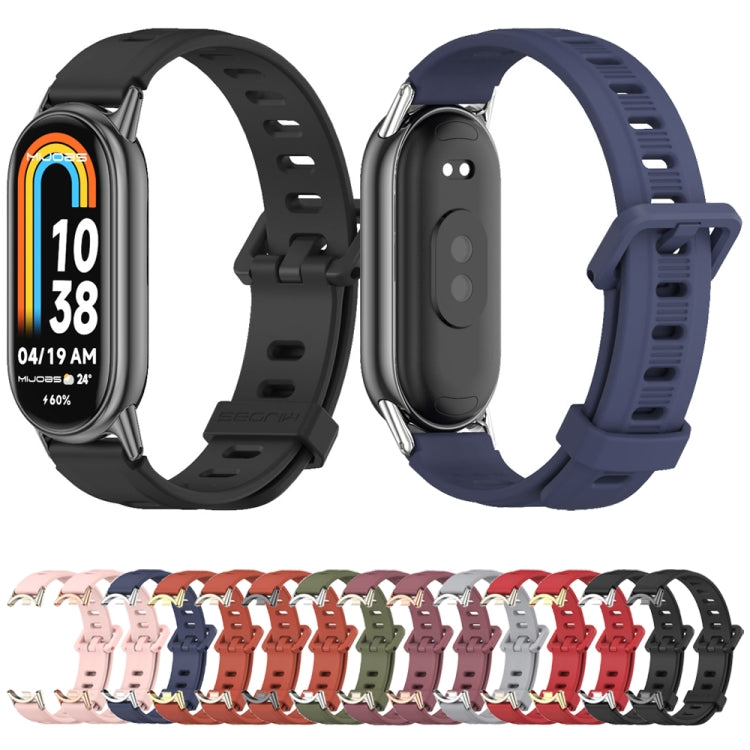 For Xiaomi Mi Band 8 / 9 / 9 NFC Mijobs Flat Hole Breathable Silicone Watch Band(Midnight Blue+Silver) - Watch Bands by MIJOBS | Online Shopping UK | buy2fix