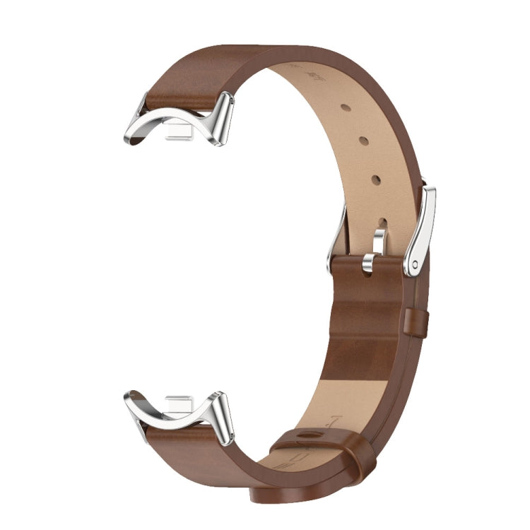 For Xiaomi Mi Band 8 / 9 / 9 NFC Mijobs Microfiber PU Leather Watch Band(Brown Silver) - Watch Bands by MIJOBS | Online Shopping UK | buy2fix