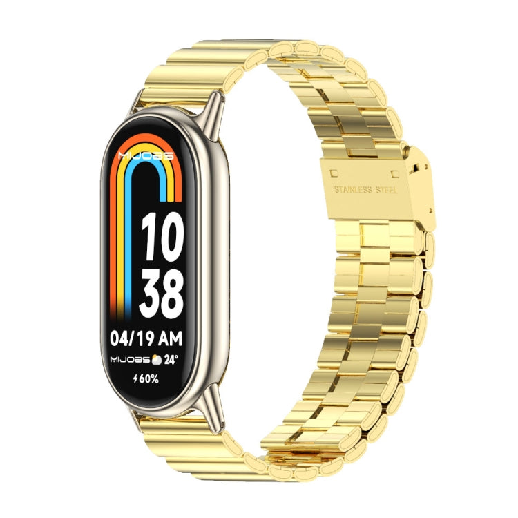 For Xiaomi Mi Band 8 / 9 / 9 NFC Mijobs Bamboo Buckle Stainless Steel Watch Band(Gold+Light Gold) - Watch Bands by MIJOBS | Online Shopping UK | buy2fix