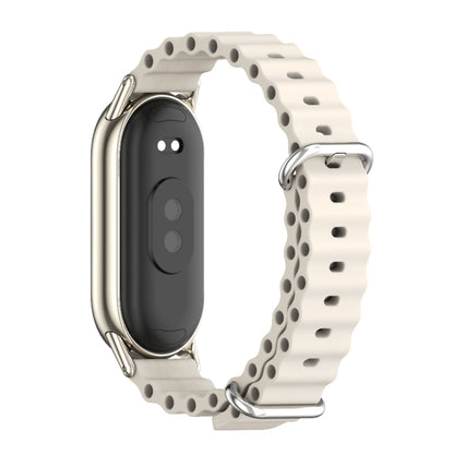 For Xiaomi Mi Band 8 / 9 / 9 NFC Mijobs Marine Silicone Breathable Watch Band(Grey Light Gold) - Watch Bands by MIJOBS | Online Shopping UK | buy2fix