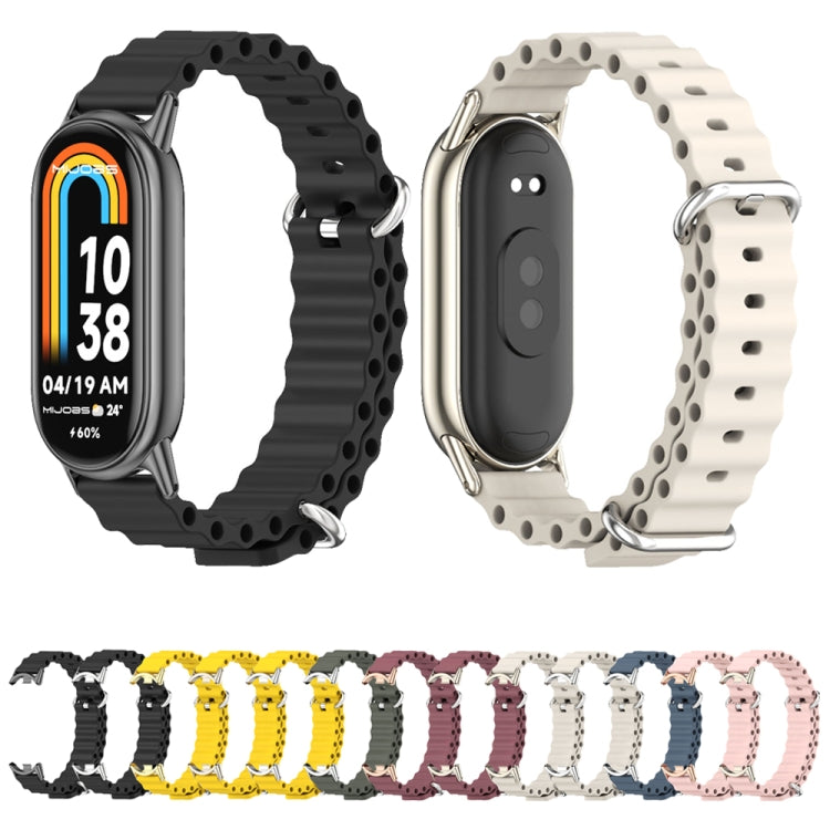 For Xiaomi Mi Band 8 / 9 / 9 NFC Mijobs Marine Silicone Breathable Watch Band(Grey Light Gold) - Watch Bands by MIJOBS | Online Shopping UK | buy2fix