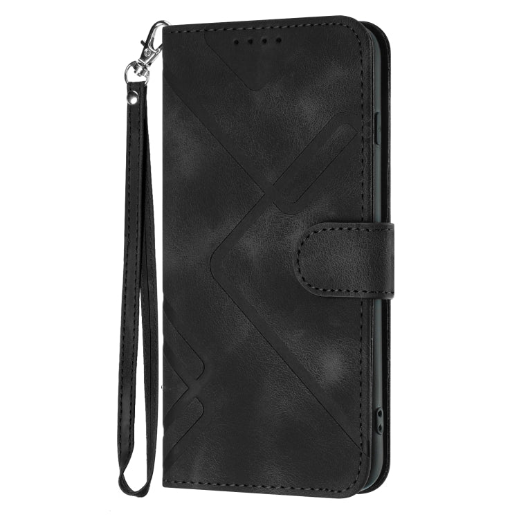 For Honor 70 Line Pattern Skin Feel Leather Phone Case(Black) - Honor Cases by buy2fix | Online Shopping UK | buy2fix