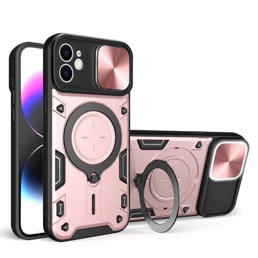 For iPhone 11 CD Texture Sliding Camshield Magnetic Holder Phone Case(Pink) - iPhone 11 Cases by buy2fix | Online Shopping UK | buy2fix