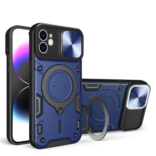 For iPhone 11 CD Texture Sliding Camshield Magnetic Holder Phone Case(Blue) - iPhone 11 Cases by buy2fix | Online Shopping UK | buy2fix