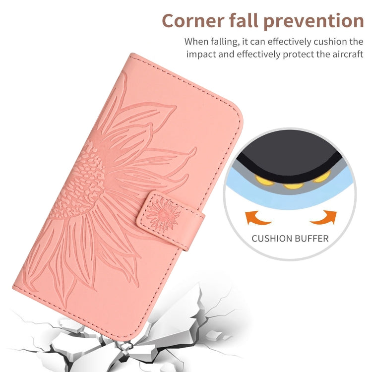 For Huawei P60 Pro Skin Feel Sun Flower Embossed Flip Leather Phone Case with Lanyard(Pink) - Huawei Cases by buy2fix | Online Shopping UK | buy2fix