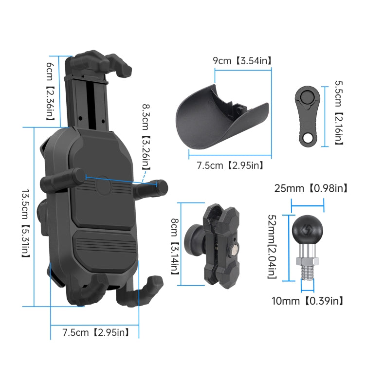 WUPP ZH-1848A2 Motorcycle Shock Absorption Riding Phone Navigation Holder, Style:M10 Ball Joint - Holder by WUPP | Online Shopping UK | buy2fix