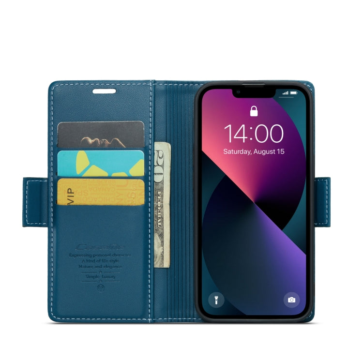 For iPhone 13 CaseMe 023 Butterfly Buckle Litchi Texture RFID Anti-theft Leather Phone Case(Blue) - iPhone 13 Cases by CaseMe | Online Shopping UK | buy2fix