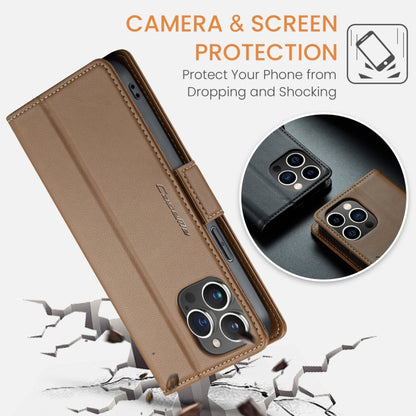 For iPhone 13 Pro CaseMe 023 Butterfly Buckle Litchi Texture RFID Anti-theft Leather Phone Case(Brown) - iPhone 13 Pro Cases by CaseMe | Online Shopping UK | buy2fix