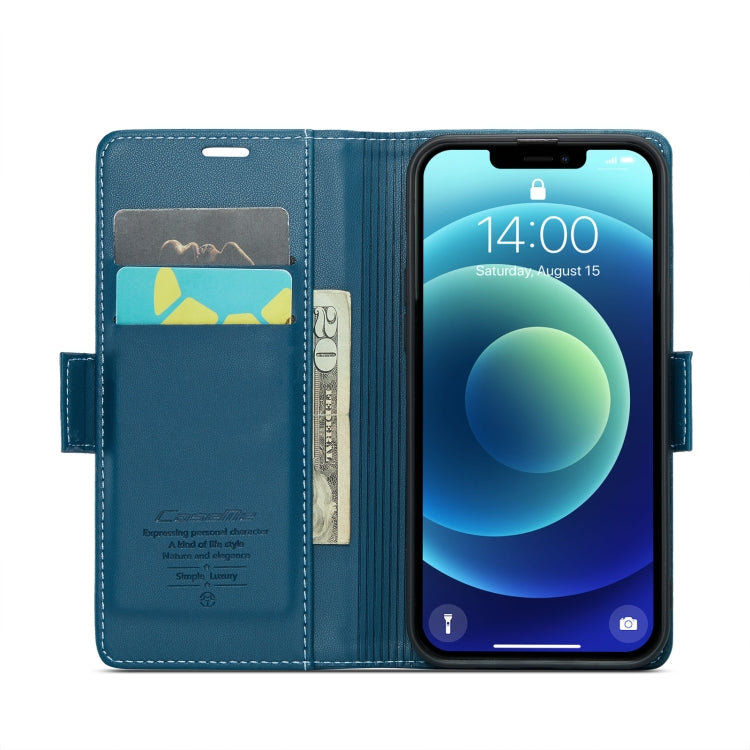 For iPhone 12 mini CaseMe 023 Butterfly Buckle Litchi Texture RFID Anti-theft Leather Phone Case(Blue) - iPhone 12 mini Cases by CaseMe | Online Shopping UK | buy2fix