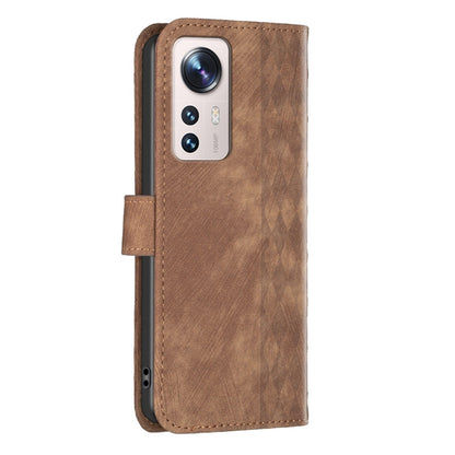 For Xiaomi 12 Lite Plaid Embossed Leather Phone Case(Brown) - Xiaomi Cases by buy2fix | Online Shopping UK | buy2fix