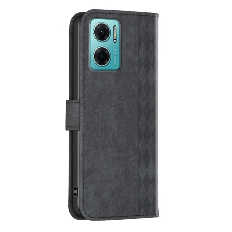 For Xiaomi Redmi 10 5G / Note 11E Plaid Embossed Leather Phone Case(Black) - Xiaomi Cases by buy2fix | Online Shopping UK | buy2fix