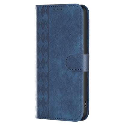 For Xiaomi Redmi Note 12 5G Global Plaid Embossed Leather Phone Case(Blue) - Note 12 Cases by buy2fix | Online Shopping UK | buy2fix