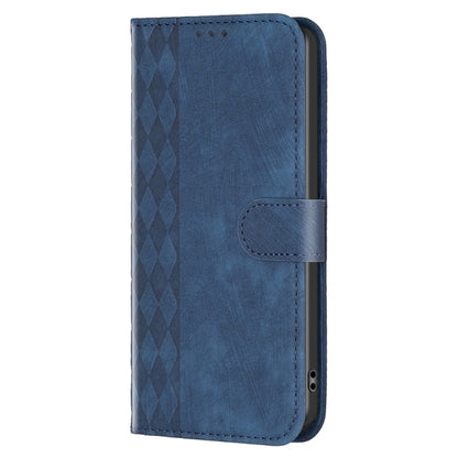 For Xiaomi Redmi Note 12 Pro Global Plaid Embossed Leather Phone Case(Blue) - Note 12 Pro Cases by buy2fix | Online Shopping UK | buy2fix