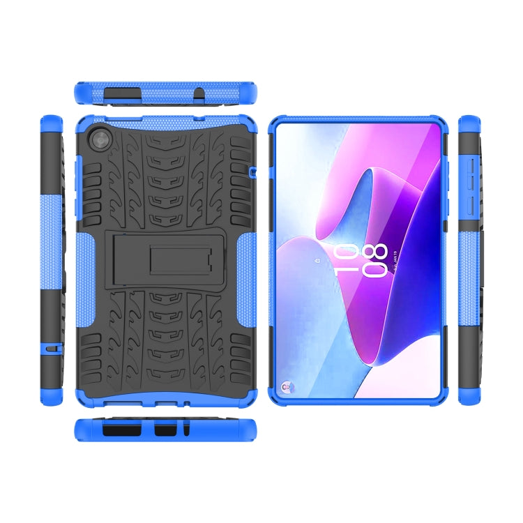 For Lenovo Tab M8 4th Gen Tire Texture TPU + PC Tablet Case with Holder(Blue) - For Lenovo by buy2fix | Online Shopping UK | buy2fix