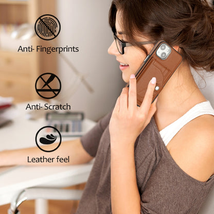 For iPhone 14 Shockproof Leather Phone Case with Card Holder(Brown) - iPhone 14 Cases by buy2fix | Online Shopping UK | buy2fix