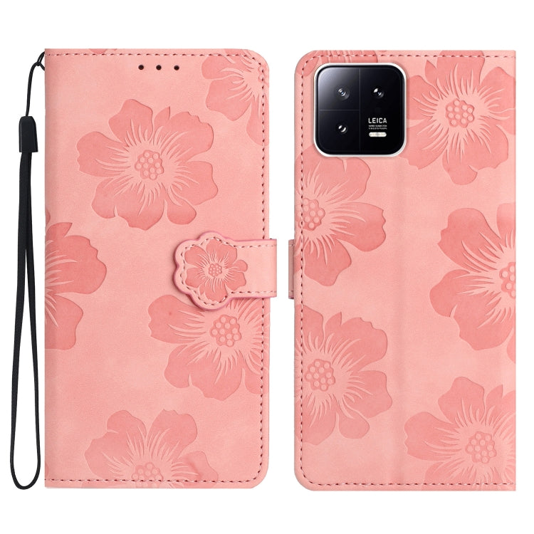 For Xiaomi 13 Pro Flower Embossing Pattern Leather Phone Case(Pink) - 13 Pro Cases by buy2fix | Online Shopping UK | buy2fix