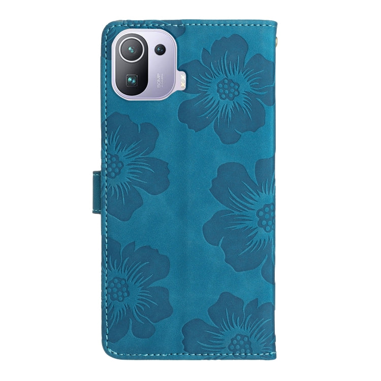 For Xiaomi Mi 11 Pro Flower Embossing Pattern Leather Phone Case(Blue) - Xiaomi Cases by buy2fix | Online Shopping UK | buy2fix