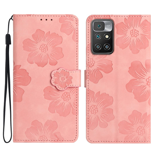 For Xiaomi Redmi 10 Flower Embossing Pattern Leather Phone Case(Pink) - Xiaomi Cases by buy2fix | Online Shopping UK | buy2fix