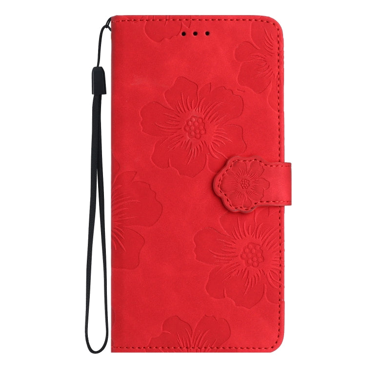 For Xiaomi Redmi 10C Flower Embossing Pattern Leather Phone Case(Red) - Xiaomi Cases by buy2fix | Online Shopping UK | buy2fix