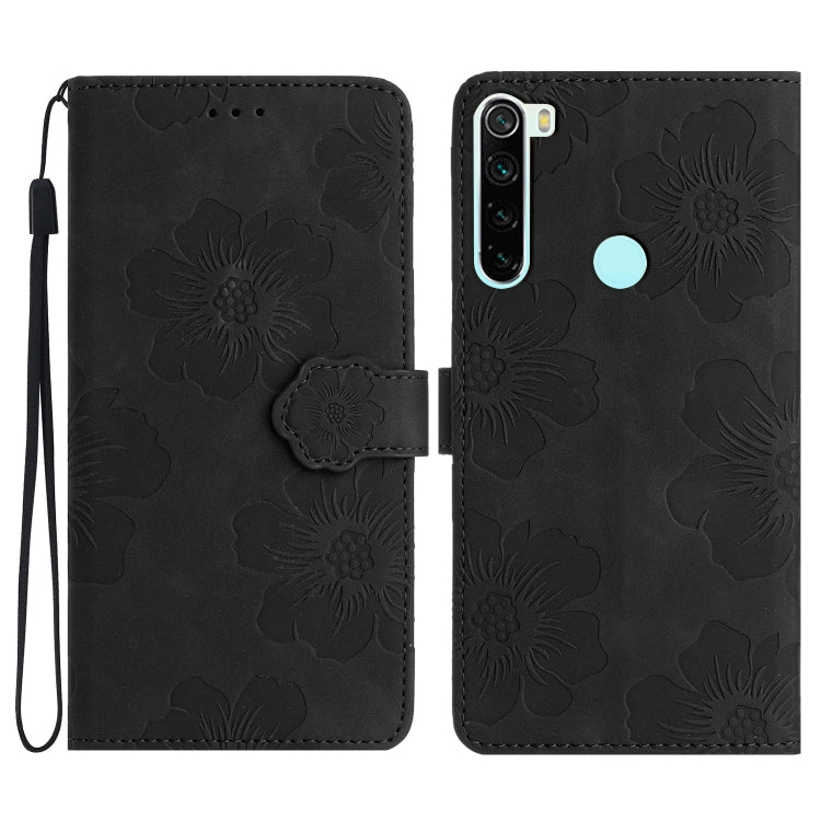 For Xiaomi Redmi Note 8T Flower Embossing Pattern Leather Phone Case(Black) - Xiaomi Cases by buy2fix | Online Shopping UK | buy2fix