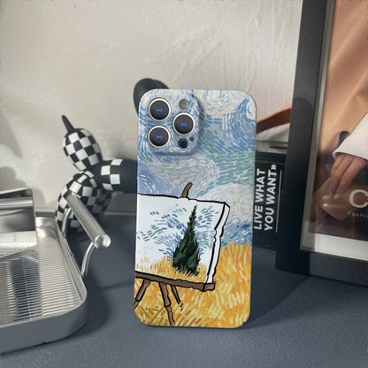 For iPhone 14 Pro Precise Hole Oil Painting Pattern PC Phone Case(Landscape Painting) - iPhone 14 Pro Cases by buy2fix | Online Shopping UK | buy2fix