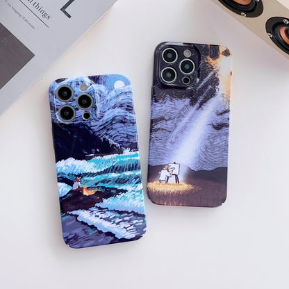 For iPhone 13 Pro Max Precise Hole Oil Painting Pattern PC Phone Case(Sunset) - iPhone 13 Pro Max Cases by buy2fix | Online Shopping UK | buy2fix