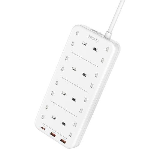 Yesido MC-16 8 Plugs + PD 20W+2 QC3.0 Ports 3250W High Power Fast Charging Socket(UK Plug) - Extension Socket by Yesido | Online Shopping UK | buy2fix