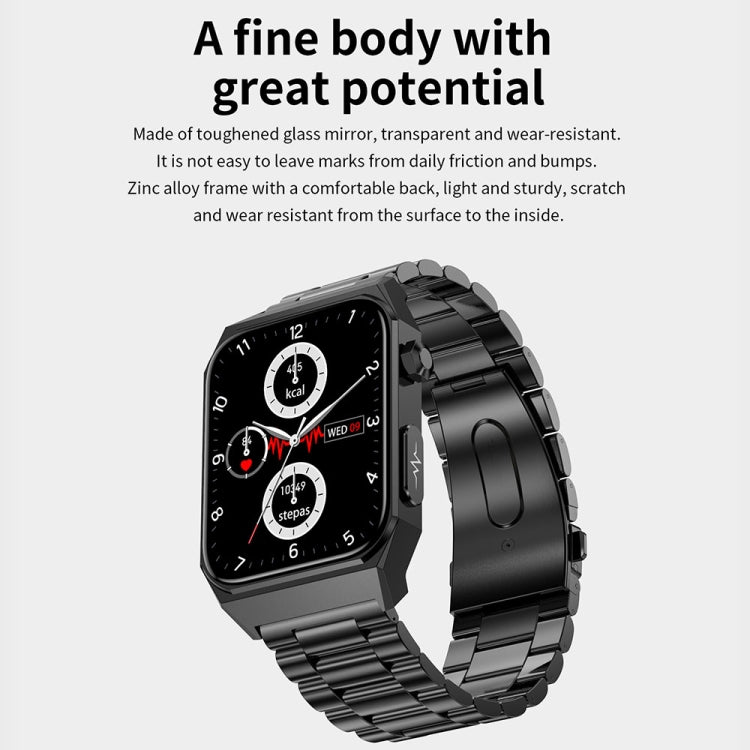 E530 1.91 inch IP68 Waterproof Steel Band Smart Watch Supports ECG / Non-invasive Blood Sugar(Black) - Smart Watches by buy2fix | Online Shopping UK | buy2fix