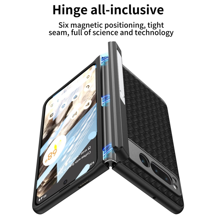 For Google Pixel Fold GKK Integrated Woven Folding Hinge Leather Phone Case with Holder(White) - Google Cases by GKK | Online Shopping UK | buy2fix