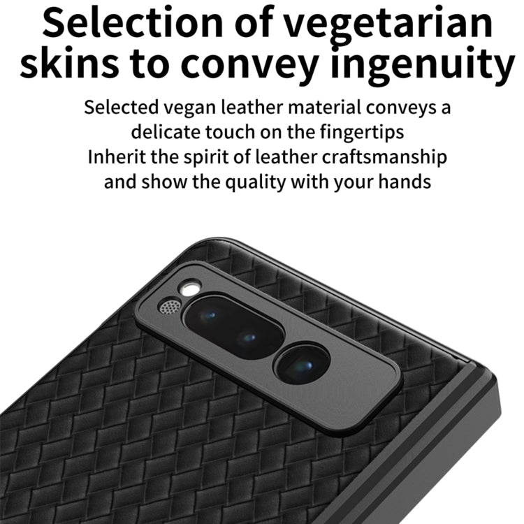 For Google Pixel Fold GKK Integrated Woven Folding Hinge Leather Phone Case with Holder(White) - Google Cases by GKK | Online Shopping UK | buy2fix