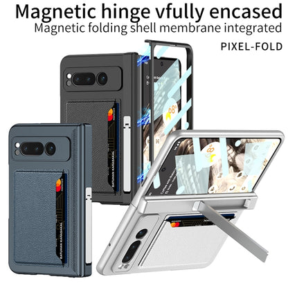 For Google Pixel Fold GKK Integrated Fold Hinge Full Coverage Phone Case with Card Bag(Blue) - Google Cases by GKK | Online Shopping UK | buy2fix