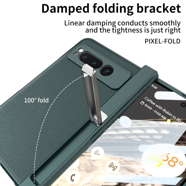 For Google Pixel Fold GKK Integrated Fold Hinge Leather Phone Case with Holder(Green) - Google Cases by GKK | Online Shopping UK | buy2fix