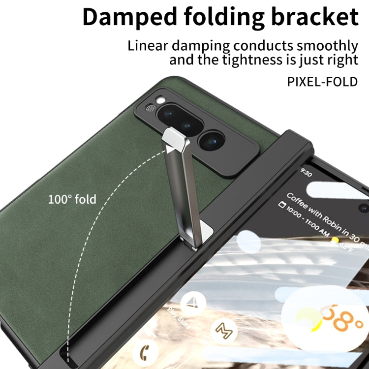 For Google Pixel Fold GKK Integrated Frosted Fold Hinge Leather Phone Case with Holder(Black) - Google Cases by GKK | Online Shopping UK | buy2fix