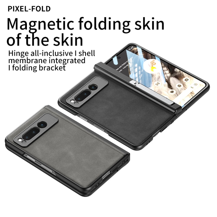 For Google Pixel Fold GKK Integrated Frosted Fold Hinge Leather Phone Case with Holder(Black) - Google Cases by GKK | Online Shopping UK | buy2fix