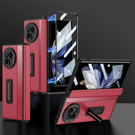 For vivo X Fold2 GKK Integrated Fold Hinge Leather Phone Case with Holder(Red) - vivo Cases by GKK | Online Shopping UK | buy2fix