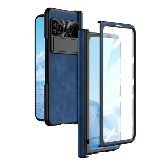 For Google Pixel Fold Napa Texture All-inclusive Phone Case(Blue) - Google Cases by buy2fix | Online Shopping UK | buy2fix