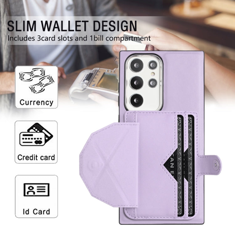 For Samsung Galaxy S23 Ultra Shockproof Leather Phone Case with Card Holder(Purple) - Galaxy S23 Ultra 5G Cases by buy2fix | Online Shopping UK | buy2fix