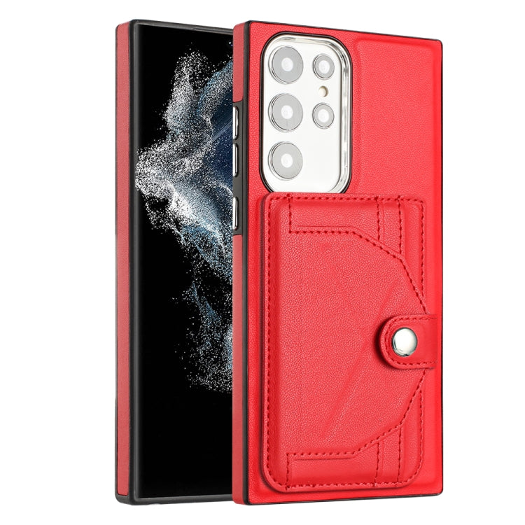 For Samsung Galaxy S22 Ultra 5G Shockproof Leather Phone Case with Card Holder(Red) - Galaxy S22 Ultra 5G Cases by buy2fix | Online Shopping UK | buy2fix