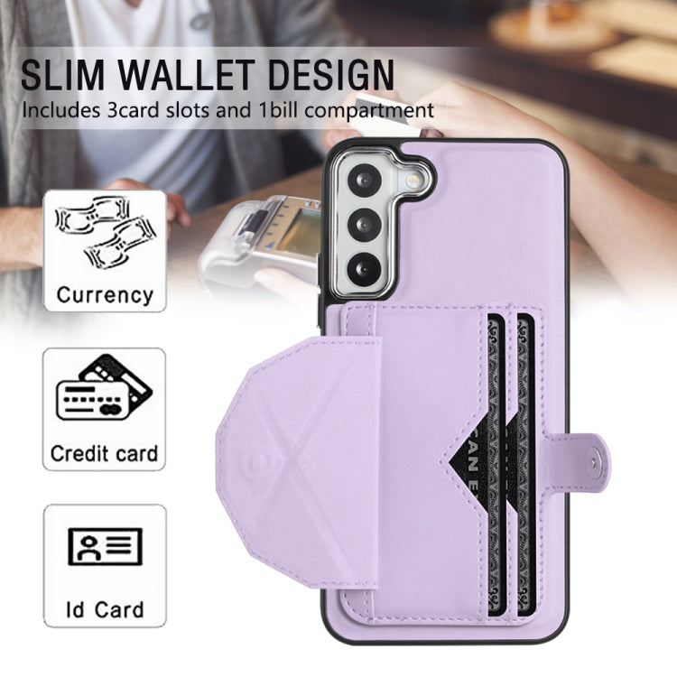 For Samsung Galaxy S22 5G Shockproof Leather Phone Case with Card Holder(Purple) - Galaxy S22 5G Cases by buy2fix | Online Shopping UK | buy2fix