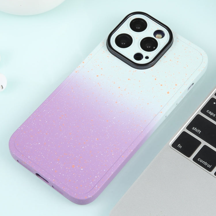 For iPhone 14 Plus Gradient Starry Silicone Phone Case with Lens Film(White Purple) - iPhone 14 Plus Cases by buy2fix | Online Shopping UK | buy2fix