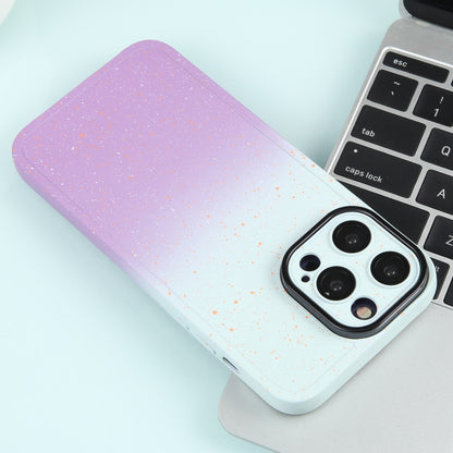 For iPhone 14 Pro Gradient Starry Silicone Phone Case with Lens Film(White Purple) - iPhone 14 Pro Cases by buy2fix | Online Shopping UK | buy2fix