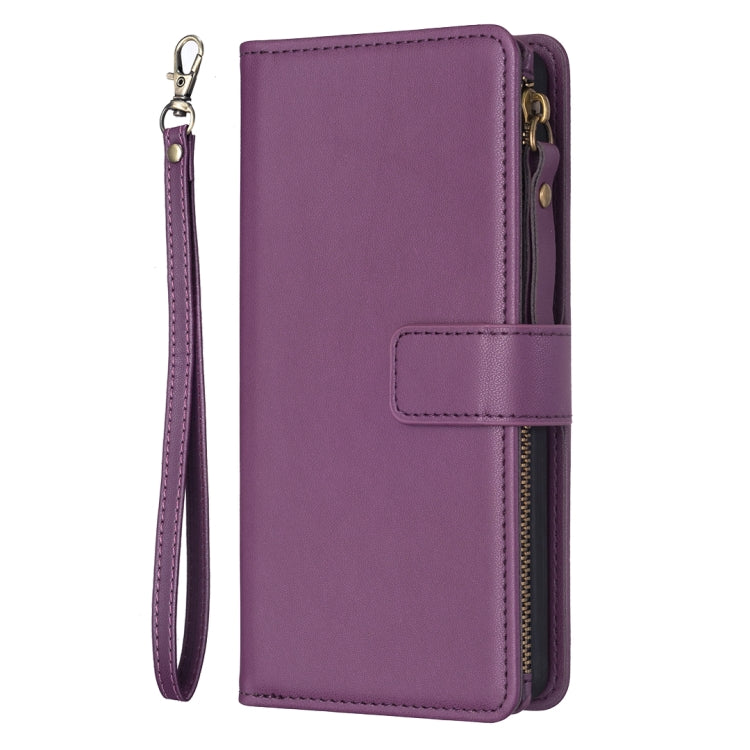 For iPhone 11 Pro 9 Card Slots Zipper Wallet Leather Flip Phone Case(Dark Purple) - iPhone 11 Pro Cases by buy2fix | Online Shopping UK | buy2fix